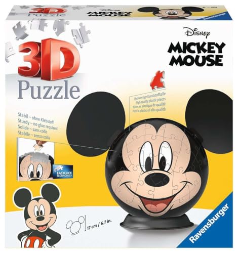 Ravensburger 3D Puzzle 11761 - Puzzle-Ball Mickey Mouse - 72 Teile - Puzzle-Ball für Mickey Mouse-Fans ab 6 Jahren von Ravensburger