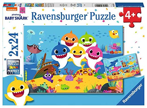 Ravensburger Kinderpuzzle - 05124 Baby Hai und seine Familie - Puzzle für Kinder ab 4 Jahren, mit 2x24 Teilen von Ravensburger Kinderpuzzle
