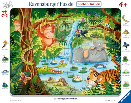 Ravensburger Kinderpuzzle - 06171 Dschungelbewohner - Rahmenpuzzle für Kinder ab 4 Jahren, mit 24 Teilen von Ravensburger