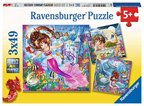 Ravensburger Kinderpuzzle - 08063 Bezaubernde Meerjungfrauen - Puzzle für Kinder ab 5 Jahren, mit 3x49 Teilen von Ravensburger