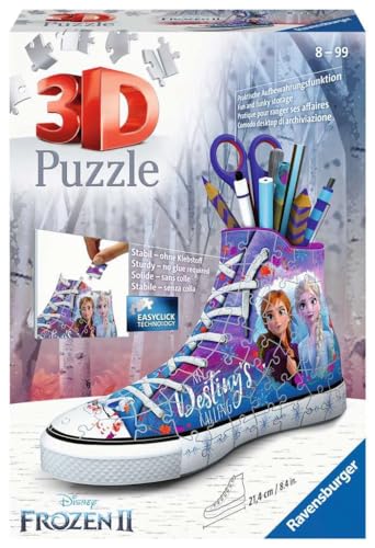 Ravensburger 3D Puzzle 12121 Sneaker Disney Frozen 2 - Praktischer Stiftehalter - 108 Teile - Schreibtisch-Organizer für Kinder ab 8 Jahren von Ravensburger