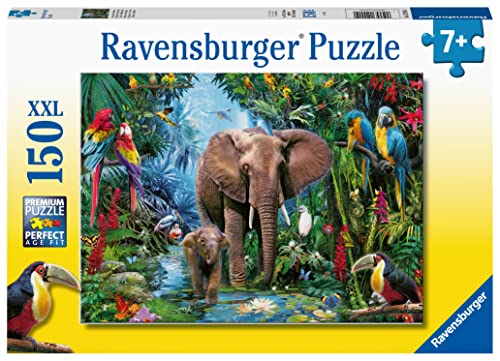 Ravensburger Kinderpuzzle - 12901 Dschungelelefanten - Tier-Puzzle für Kinder ab 7 Jahren, mit 150 Teilen im XXL-Format von Ravensburger