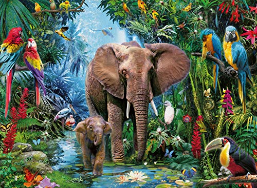 Ravensburger Kinderpuzzle - 12901 Dschungelelefanten - Tier-Puzzle für Kinder ab 7 Jahren, mit 150 Teilen im XXL-Format von Ravensburger