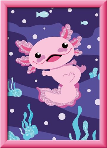 Ravensburger CreArt 25555 - Axolotl - Malen nach Zahlen für Kinder ab 7 Jahre, Malset mit Rahmen, Pinsel und Acrylfarben, Geschenk für Mädchen und Jungen, mit Glitzer von Ravensburger