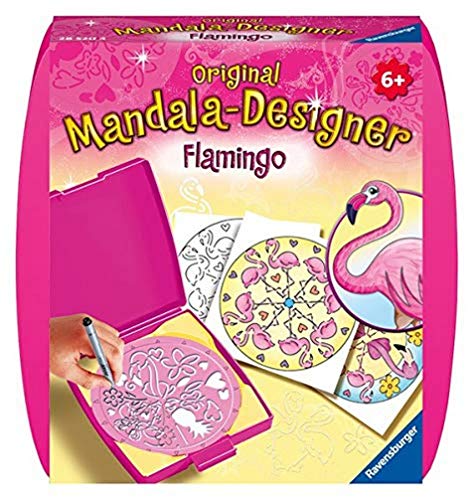 Ravensburger Mandala Designer Mini Flamingo 28520, Zeichnen Lernen für Kinder ab 6 Jahren, Zeichen-Set mit Mandala-Schablone für farbenfrohe Mandalas von Ravensburger