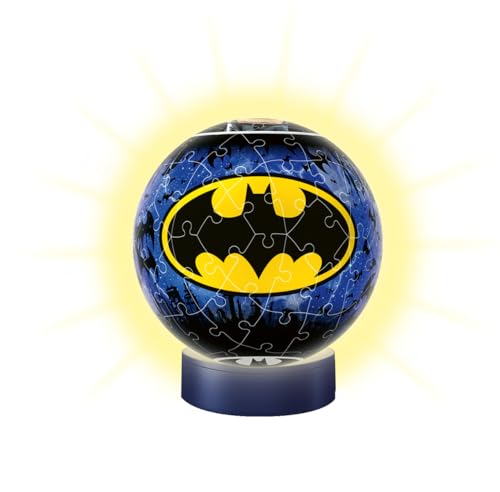Ravensburger 3D Puzzle 11080 - Nachtlicht Puzzle-Ball Batman - 72 Teile - ab 6 Jahren, LED Nachttischlampe mit Klatsch-Mechanismus von Ravensburger