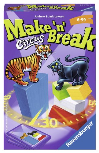 Ravensburger 23378 - Make 'n' Break Circus, Mitbringspiel für 2-4 Spieler, Kinderspiel ab 6 Jahren, kompaktes Format, Reisespiel, Aktionsspiel von Ravensburger Spiele