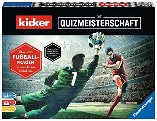 Ravensburger 26288 - kicker - Die Quizmeisterschaft, Spiel für Fußballfans, Quizspiel im kicker-Design ab 10 Jahren für Kinder und Erwachsene, Fußball zu Zuhause für 2-6 Spieler von Ravensburger Spiele