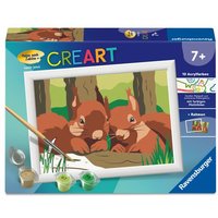 CreArt, Malen nach Zahlen Kinder - Kuschelnde Eichhörnchen von Ravensburger Spieleverlag