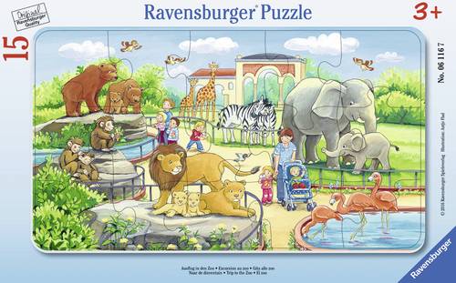 Ravensburger 06116 Rahmenpuzzle Ausflug in den Zoo 15 Teile 6116