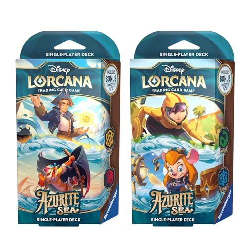 Disney Lorcana: Azurblaues Meer - Einzelspieler Deck Display mit 8 Einzelspieler Decks (Englisch) von Ravensburger Verlag GmbH