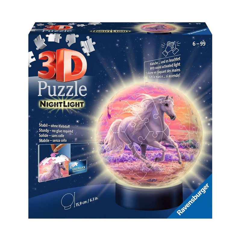 LED-Nachtlicht 3D-PUZZLE – PFERDE AM STRAND 72-teilig von Ravensburger Verlag