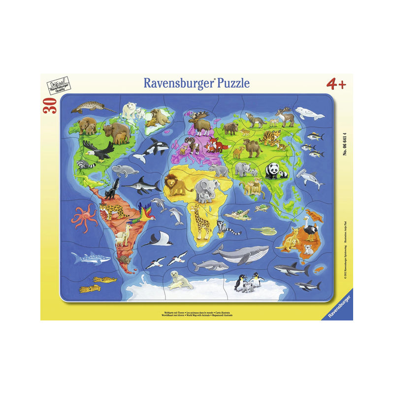 Rahmenpuzzle Weltkarte mit Tieren 30-teilig von Ravensburger Verlag