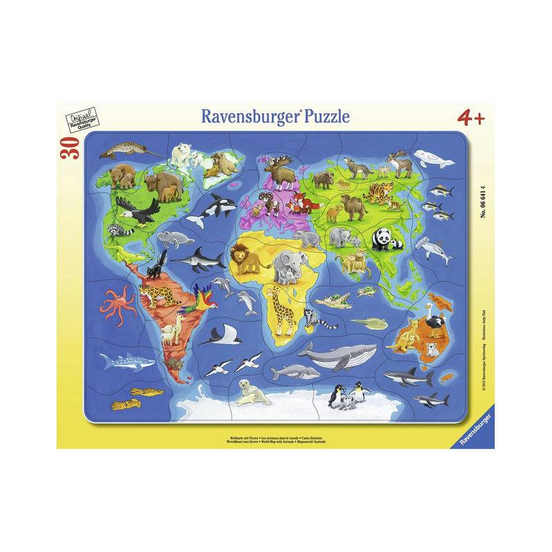 Rahmenpuzzle Weltkarte mit Tieren 30-teilig von Ravensburger Verlag Puzzle