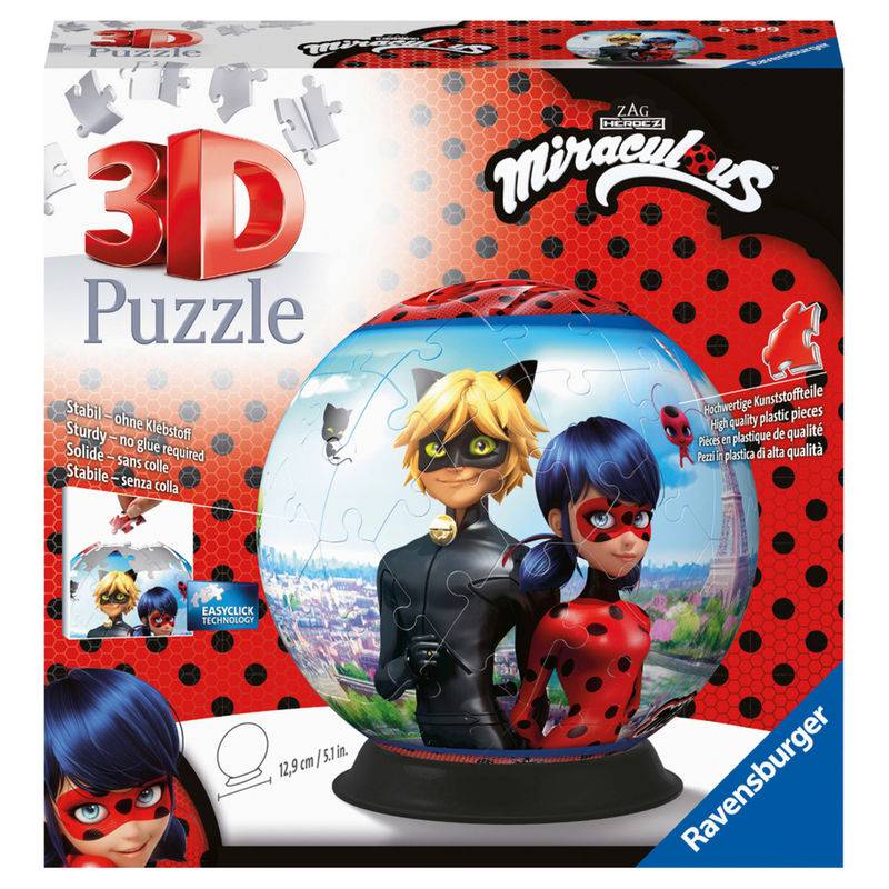 Ravensburger 3D Puzzle 11167 - Puzzle-Ball Miraculous - 72 Teile - Puzzle-Ball für Erwachsene und Kinder ab 6 Jahren von Ravensburger Verlag