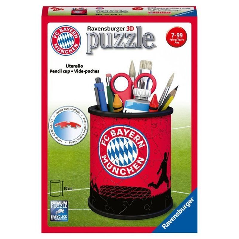 Ravensburger 3D Puzzle 11215 - Utensilo FC Bayern - 54 Teile - Stiftehalter für FC Bayern München Fans ab 6 Jahren, Schreibtisch-Organizer für Kinder von Ravensburger Verlag