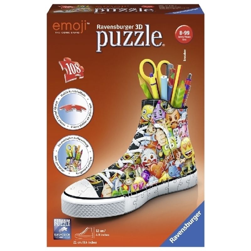 Ravensburger 3D Puzzle 11218 Sneaker Emoji - Praktischer Stiftehalter - 108 Teile - Schreibtisch-Organizer für Kinder ab 8 Jahren von Ravensburger Verlag