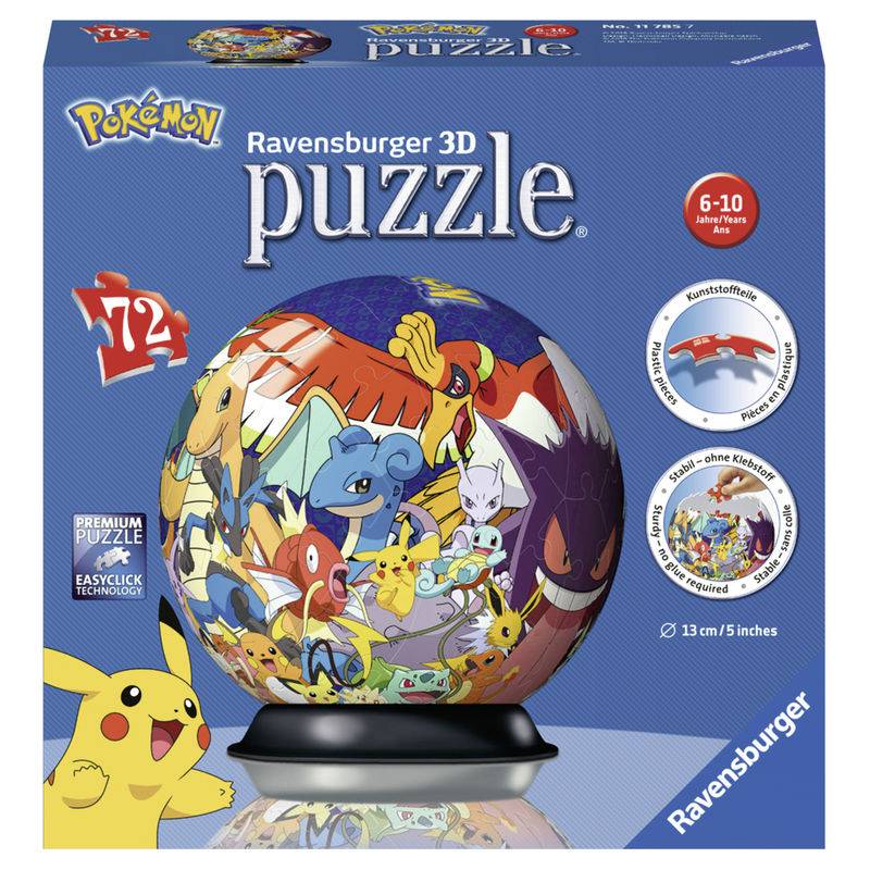 Ravensburger 3D Puzzle 11785 - Puzzle-Ball Pokémon - 72 Teile - Puzzle-Ball für Pokémon Fans ab 6 Jahren von Ravensburger Verlag