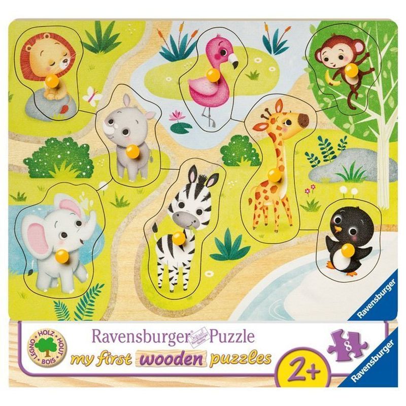 Ravensburger Kinderpuzzle - 03687 Unterwegs im Zoo - my first wooden puzzle mit 10 Teilen - Puzzle für Kinder ab 2 Jahren - Holzpuzzle von Ravensburger Verlag