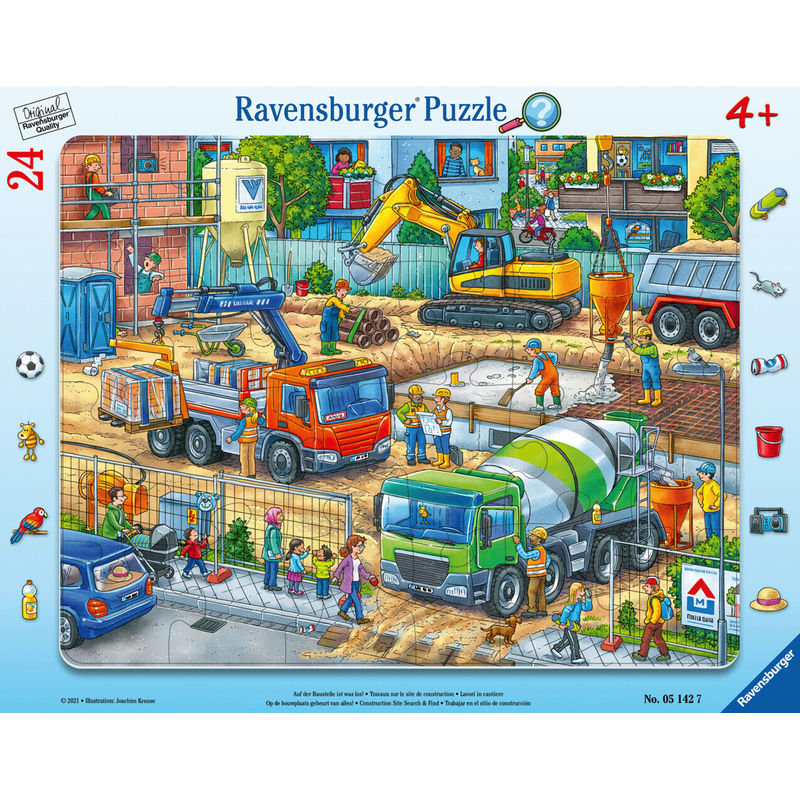 Ravensburger Kinderpuzzle - 05142 Auf der Baustelle ist was los! - Rahmenpuzzle für Kinder ab 4 Jahren, mit 24 Teilen von Ravensburger Verlag
