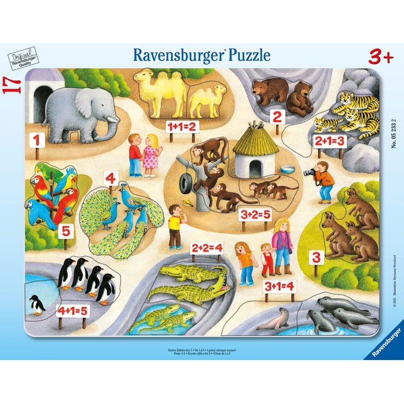 Ravensburger Kinderpuzzle - Erstes Zählen bis 5 - 8-17 Teile Rahmenpuzzle für Kinder ab 3 Jahren von Ravensburger Verlag