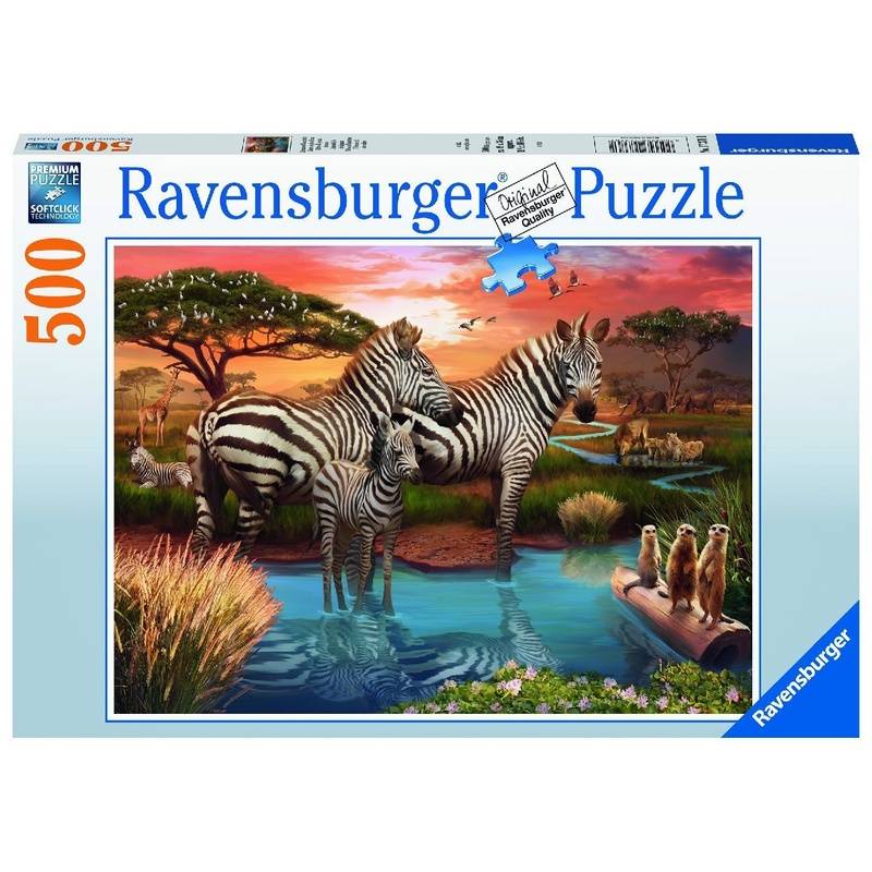 Ravensburger Puzzle 17376 Zebras am Wasserloch - 500 Teile Puzzle für Erwachsene und Kinder ab 12 Jahren von Ravensburger Verlag