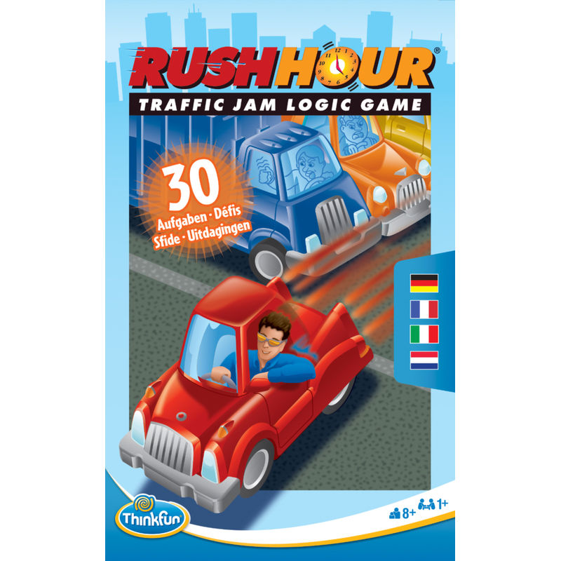 ThinkFun - 76439 - Rush Hour Mitbringspiel - Das bekannte Logikspiel im kompakten Format als Reisespiel für Kinder und Erwachsenen ab 8 Jahren von Ravensburger Verlag