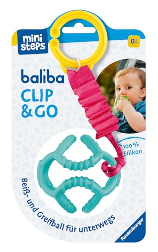 Ravensburger 4583 baliba Clip & Go - Flexibler Ball mit Befestigung für Greif- und Beißspaß unterwegs - Baby Spielzeug ab 0 Monaten - türkis von Ravensburger ministeps