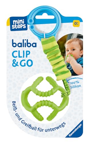 Ravensburger 4592 baliba Clip & Go - Flexibler Ball mit Befestigung für Greif- und Beißspaß unterwegs - Baby Spielzeug ab 0 Monaten - grün von Ravensburger ministeps