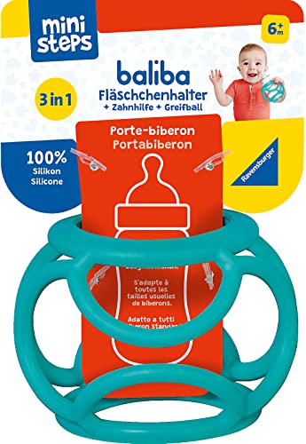 Ravensburger ministeps 4147 baliba Fläschchenhalter - Flexibler Greifling zum eigenständigen Trinken - Baby Spielzeug ab 6 Monate - blau von Ravensburger