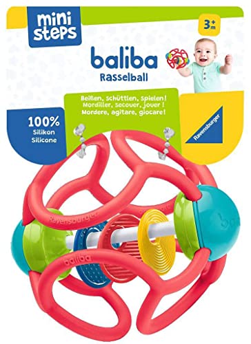 Ravensburger ministeps 4151 baliba Rasselball - Flexibler Greifling, Beißring und Babyrassel - Baby Spielzeug ab 3 Monate - rot von Ravensburger