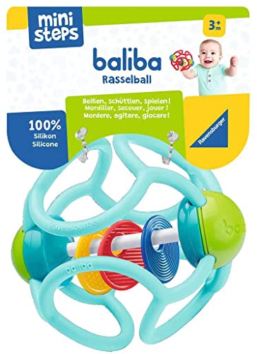 Ravensburger ministeps 4152 baliba Rasselball - Flexibler Greifling, Beißring und Babyrassel - Baby Spielzeug ab 3 Monate - türkis von Ravensburger