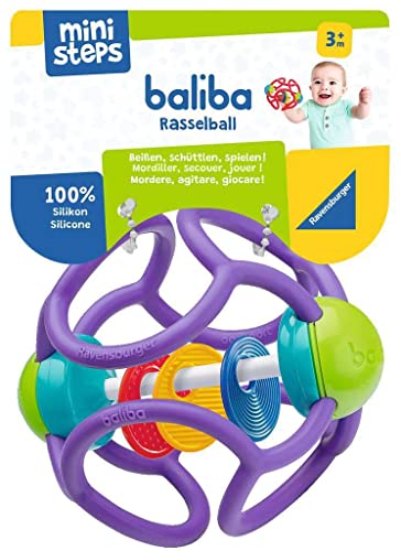 Ravensburger ministeps 4153 baliba Rasselball - Flexibler Greifling, Beißring und Babyrassel - Baby Spielzeug ab 3 Monate - lila von Ravensburger