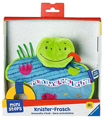 Ravensburger ministeps 4156 Knister-Frosch, Schmusetuch mit Beißring und Knister-Geräusch, Baby Spielzeug ab 0 Monate von Ravensburger