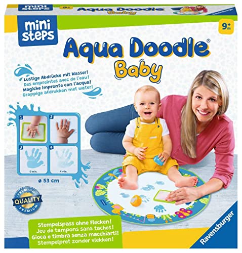 Ravensburger ministeps 4181 Aqua Doodle Baby - Fleckenfreies Stempeln mit Wasser - Erstes Stempelset für Babys ab 9 Monaten - Mit magischer Stoffmatte, 440 g von Ravensburger