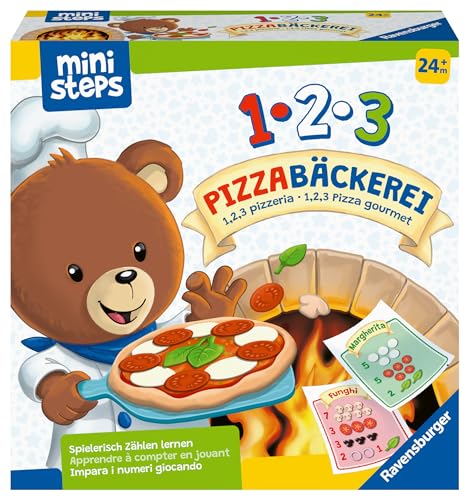 Ravensburger ministeps 4586 1,2,3 Pizzabäckerei - Spielerisch Zählen lernen mit Bär Butz, Spielzeug ab 2 Jahren von Ravensburger ministeps