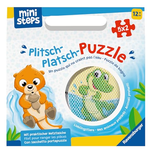 Ravensburger ministeps 4589 Plitsch-Platsch-Puzzle Lieblingstiere - Outdoor- & Badespielzeug, Spielzeug ab 1 Jahre, inklusive praktischer Netztasche von Ravensburger ministeps