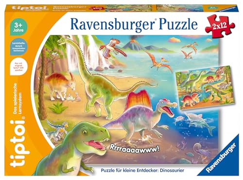 Ravensburger tiptoi Puzzle 00198 Puzzle für kleine Entdecker: Dinosaurier, Kinderpuzzle ab 3 Jahren, Dinosaurier Spielzeug für 1 Spieler, Dino Puzzle von Ravensburger tiptoi