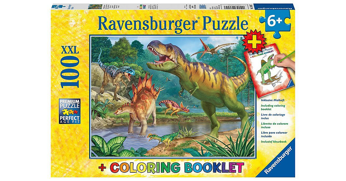 2-tlg. Puzzle & Malbuch Set, 100 Teile XXL, 49x36 cm, Welt der Dinosaurier 2-tlg. Puzzle & Malbuch Set, 100 Teile XXL, 49x36 cm, Welt der Dinosaurier von Ravensburger