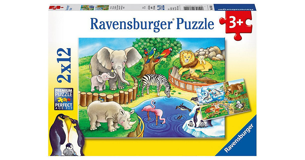 2er Set Puzzle, je 12 Teile, 26x18 cm, Tiere im Zoo 2er Set Puzzle, je 12 Teile, 26x18 cm, Tiere im Zoo von Ravensburger