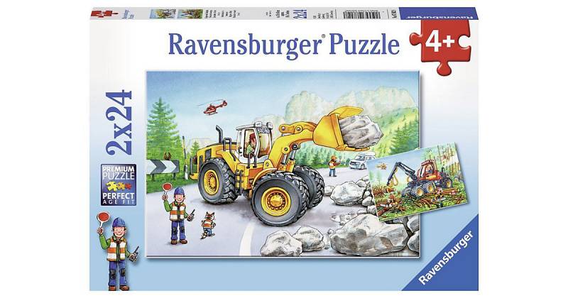 2er Set Puzzle, je 24 Teile, 26x18 cm, Bagger und Waldtraktor von Lego