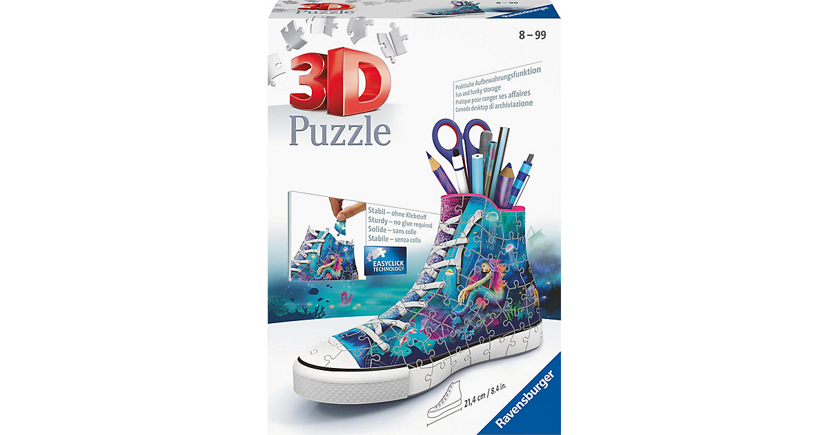3D Puzzle 11279 Sneaker Bezaubernde Meerjungfrauen - Praktischer Stiftehalter - 108 Teile - Schreibtisch-Organizer von Ravensburger