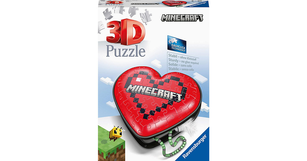 3D Puzzle 11285 - Herzschatulle Minecraft - 54 Teile - Aufbewahrungsbox von Ravensburger