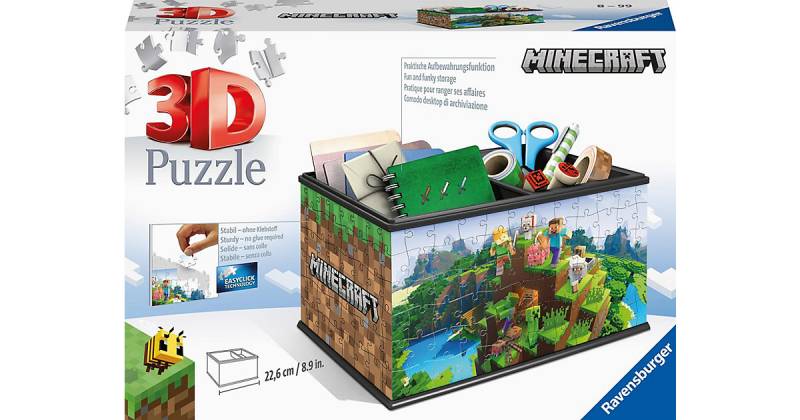 3D Puzzle 11286 - Aufbewahrungsbox Minecraft - 216 Teile - Praktischer Organizer Minecraft Fans  Kinder von Ravensburger