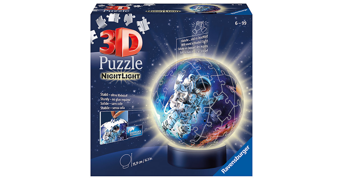 3D-Puzzle-Ball Nachtlicht - Astronauten im Weltall, 72 Teile 3D-Puzzle-Ball Nachtlicht - Astronauten im Weltall, 72 Teile von Ravensburger