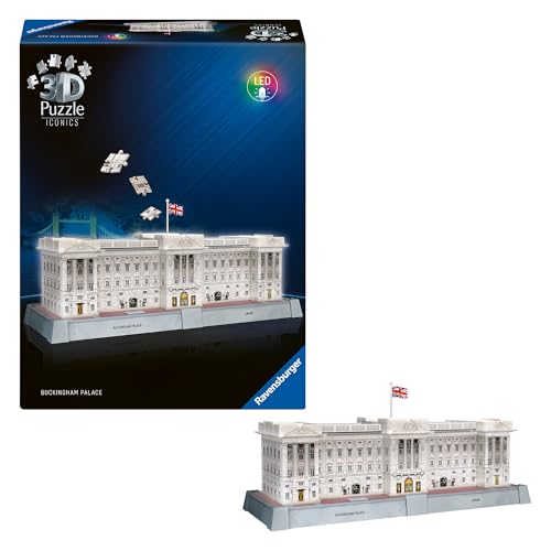 Ravensburger 3D Puzzle Iconics: 12008031 Buckingham Palace - mit Licht - Der Sitz der britischen Royals als detailgetreues und beleuchtetes Modell von Ravensburger