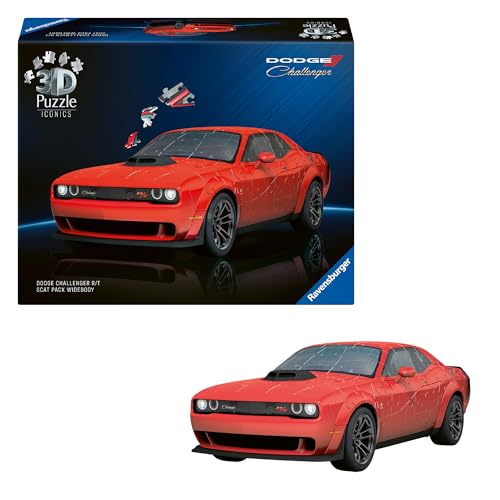 Ravensburger 3D Puzzle Iconics: 12008036 Dodge Challenger R/T Scat Pack Widebody - Muscle-Car Kraftpaket als detailgetreues Modellauto für echte PS-Fans von Ravensburger