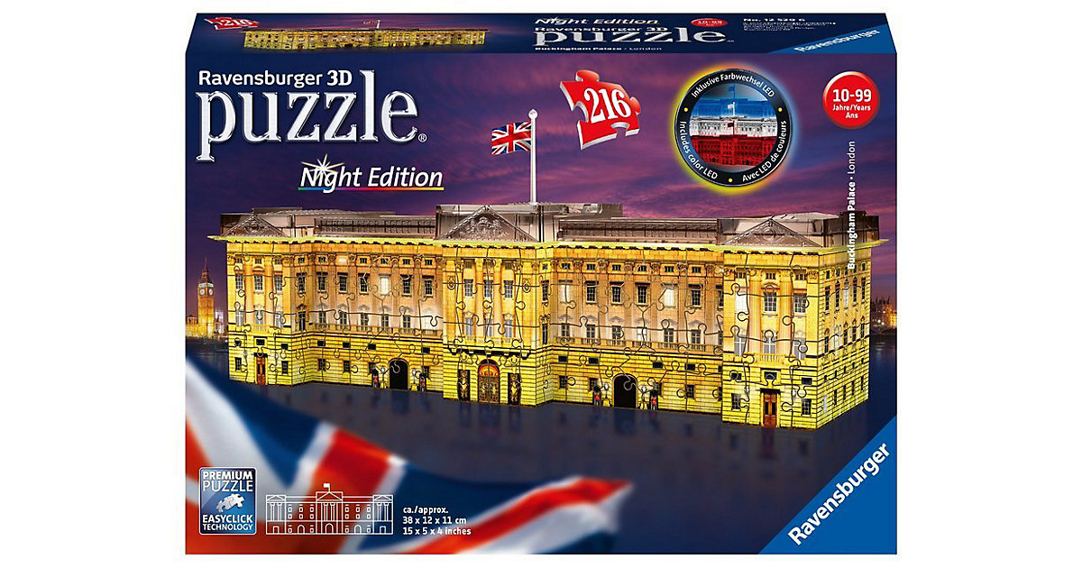 3D-Puzzle Night mit LED, B38 cm, 216 Teile, Buckingham Palace bei Nacht 3D-Puzzle Night mit LED, B38 cm, 216 Teile, Buckingham Palace bei Nacht von Ravensburger