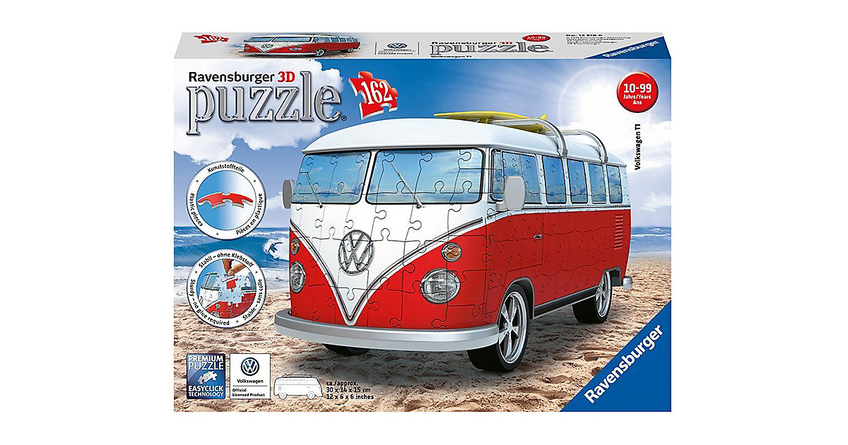 3D-Puzzle VW Bus T1, 30x14x15 cm, 162 Teile, Surfer Edition 3D-Puzzle VW Bus T1, 30x14x15 cm, 162 Teile, Surfer Edition von Ravensburger