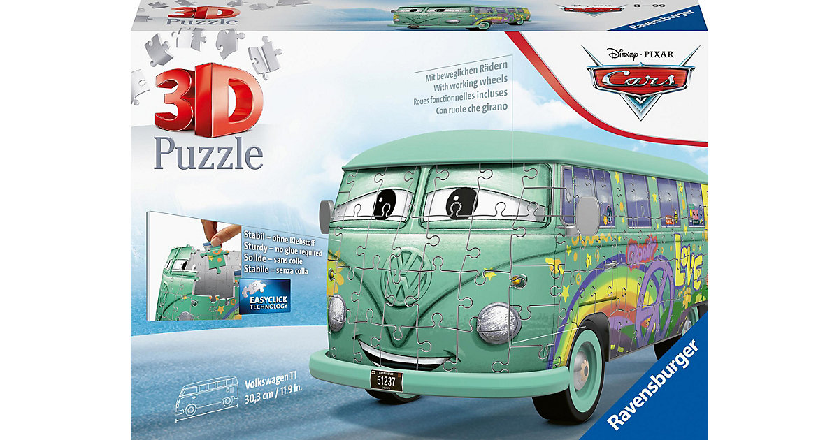 3D-Puzzle Volkswagen T1 Cars Fillmor, 162 Teile 3D-Puzzle Volkswagen T1 Cars Fillmor, 162 Teile von Ravensburger